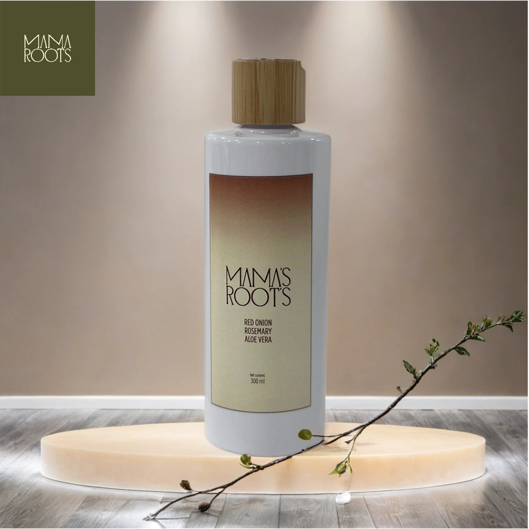 Mama's Roots Shampoo Red Onion & Rosemary - 100% Natural- Sulfate-Free, Strengthening & Anti-Hair Thinning Formula 300 ML / 10.4 Onz