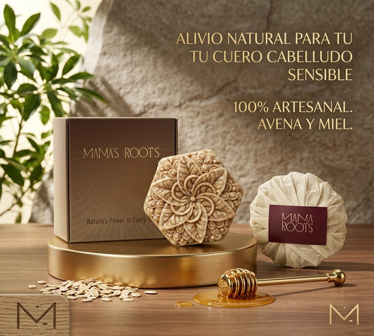 Mama's Roots Oat Milk & Honey Solid Shampoo Bar – Handmade Small Batch Gentle Cleanse for Delicate & Sensitive Scalp – Nourishing Natural Hair Care